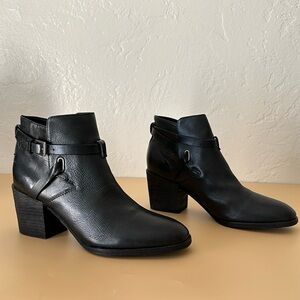 Belle Sigerson Morrison ankle boots with block stacked heels and buckles
